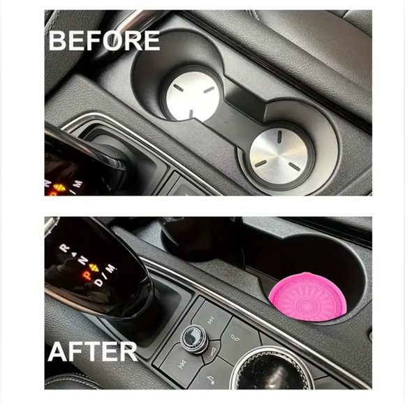 Car Cup Coasters Sunflower Accessories Non-Slip Universal, Black, NEW 2 pcs - Picture 4 of 5